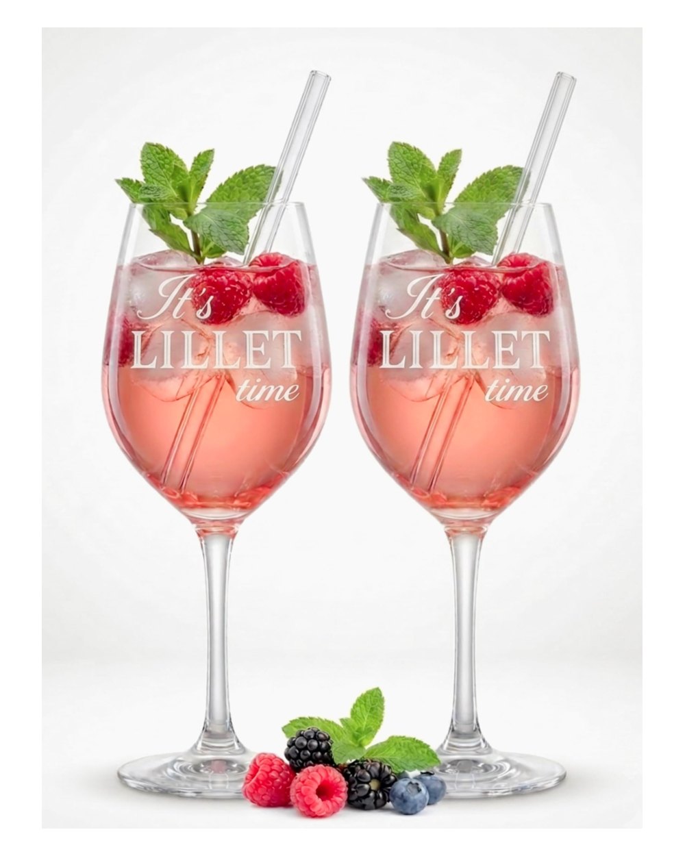 Zwei Lillet Gläser mit Schriftzug